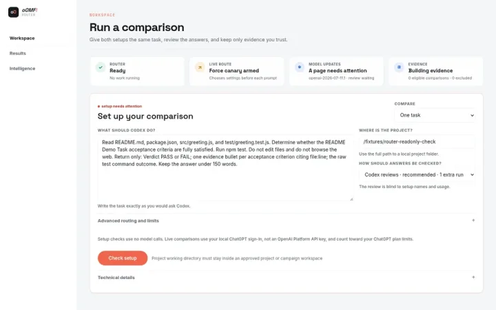 oOMF! Router isolated read-only compare view